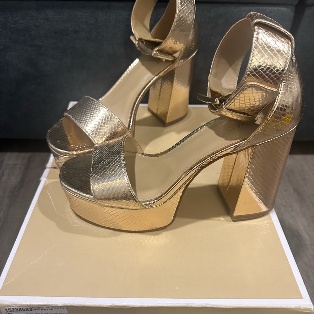 Michael Kors Shimmering Gold Platform Heels